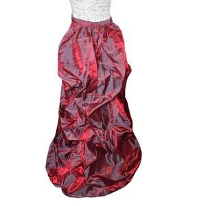 Women's One Size Red Iridescent Tie On Steampunk Ruffle Back Skirt